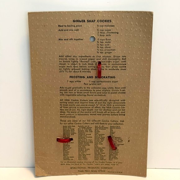 HRM Red Plastic Cookie Cutters Vintage New on Card Set of 3 Rare Collectibles - Picture 5 of 5